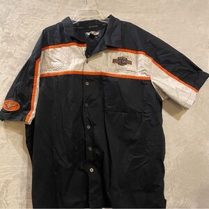 Harley Davidson Shirt Men’s 4XL Black Embroidered Spellout Short Sleeve HOG